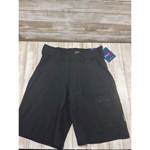 Huk Mens Black Cargo Shorts Size Small Zip Pocket Flat Front Outdoor Fishing‎